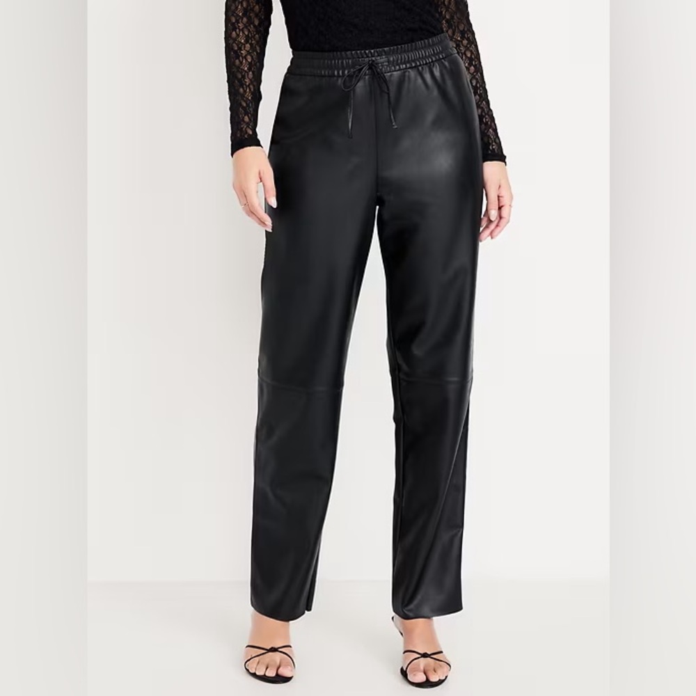 Old Navy Women's Black Faux Leather Billie Pants